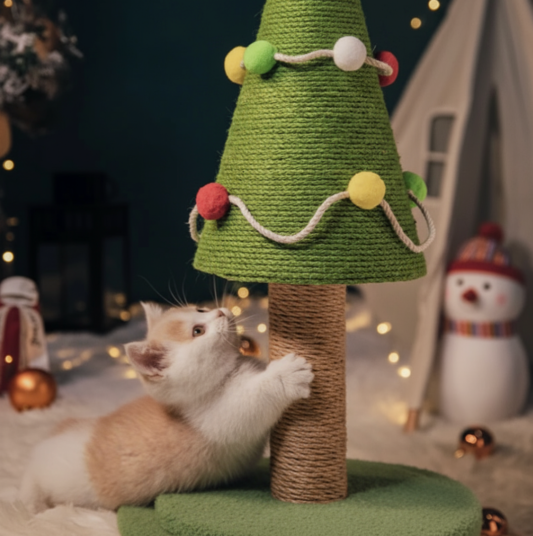 Noël Félin : Arbre à Chat "Sapin de Noël" pour Chats Heureux