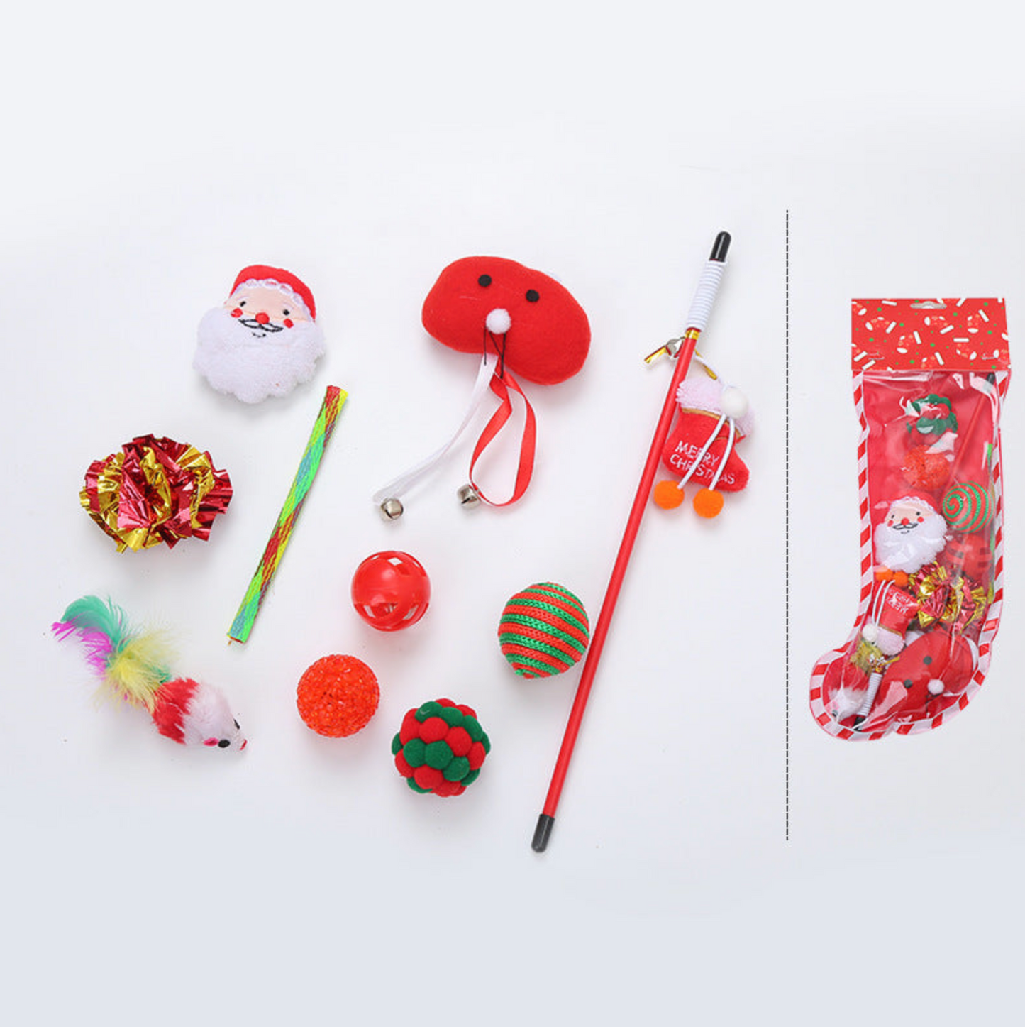 Chaussette Cadeau de Noël pour Chat – Jouets Gourmands et Féériques