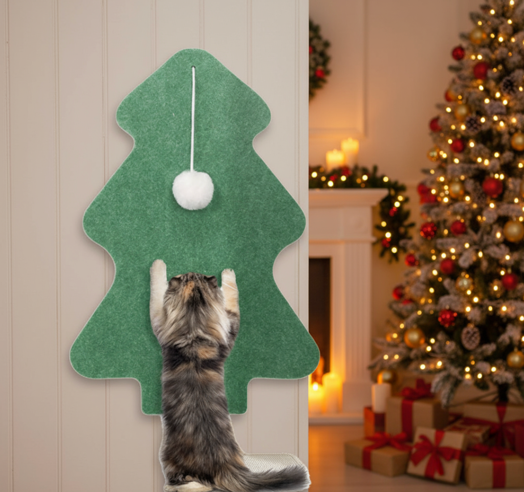 Grattoir Mural pour Chat "Sapin" – La Magie de Noël à Explorer