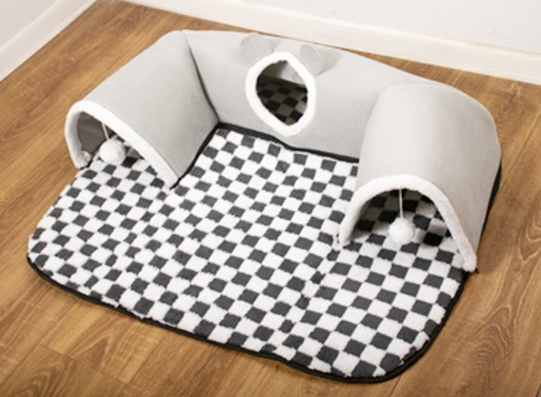 Tunnel pour Chat en forme de U - Ronrons et Cache-Cache garantis