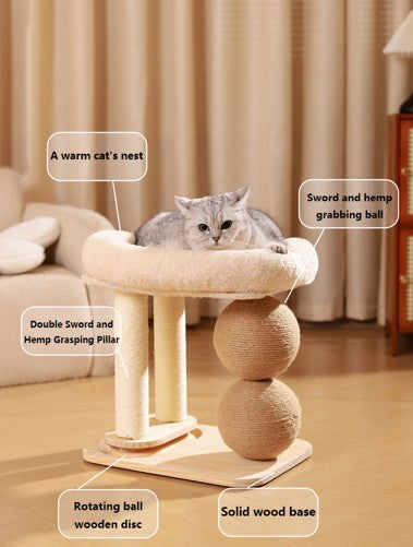 Griffoir Multifonction pour Chat : Tourniquet, Balle et Cocon de Détente !