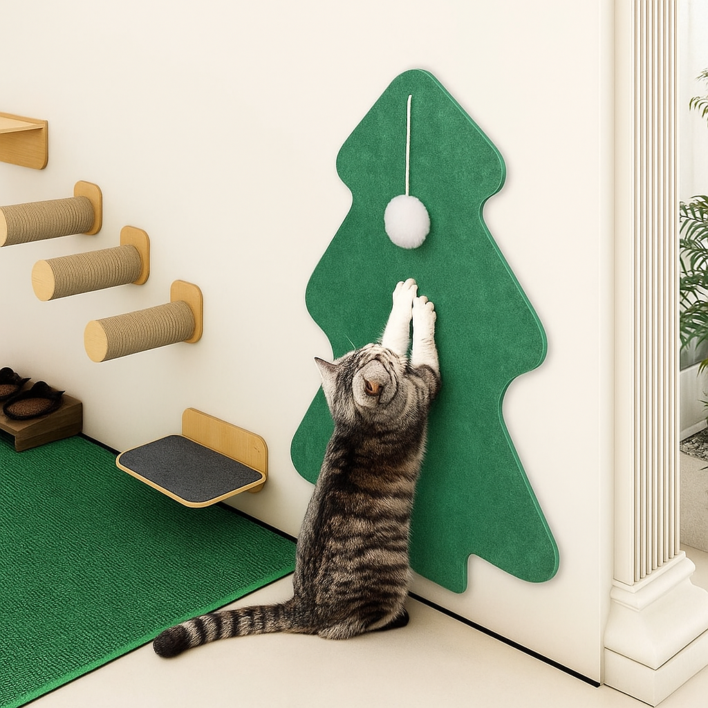 Grattoir Mural pour Chat "Sapin" – La Magie de Noël à Explorer